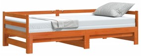 viaszbarna tömör fenyőfa kihúzható kanapéágy 80 x 200 cm