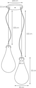Kaspa STILLA 2 11048203 Függeszték 2x25W/E27 IP20