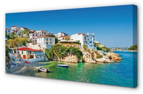 Canvas képek Görögország épületek tenger partja 100x50 cm