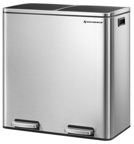 SORT hulladékgyűjtő tartály, 2x30l + hulladékgyűjtő zsákok, ezüst Vasagle