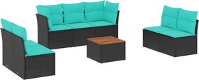 vidaXL 8 részes fekete polyrattan kerti ülőgarnitúra párnával