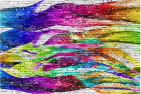 Kép - Téglafal színes lángokkal (90x60 cm)