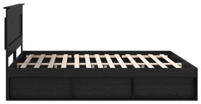 vidaXL Ágykeret fejtámlával fiókkal Fekete 180 x 200 cm Tömör fenyőfa