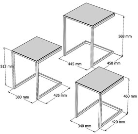 Ege Walnut kisasztal szett, 3 db