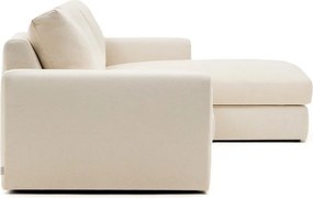 Bézs zsenília sarokkanapé (jobb oldali-heverő résszel) Alea – Kave Home