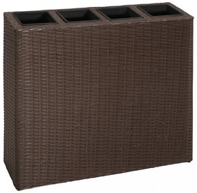 barna polyrattan kerti magaságyás 4 kaspóval