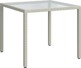 vidaXL fehér polyrattan és edzett üveg kerti asztal 90 x 90 x 75 cm