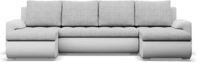 Tokio U alakú sarokkanapé, 3 ágyneműtartóval, fonott + műbőr, univerzális oldal, szürke - fehér