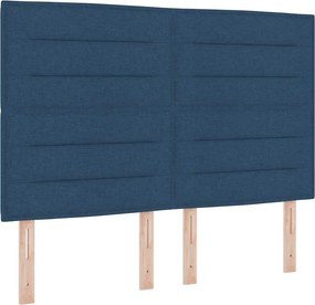 vidaXL Boxrugós ágy matracmal leddel Kék 140 x 190 cm szövet