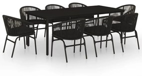 vidaXL 9 részes fekete kerti étkezőgarnitúra
