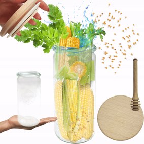 Befőttesüveg Weck 1l 1040 ml Henger fa fedél tömítéssel 1db