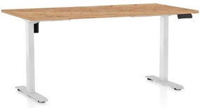 OfficeTech B állítható magasságú asztal, 160 x 80 cm, fehér alap, craft tölgy