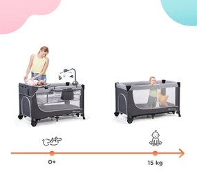 KINDERKRAFT - Utazó kiságy LEODY ezüst
