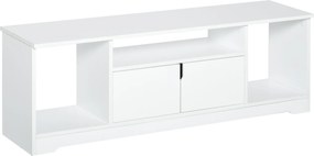 HOMCOM Televíziós Állvány 42"-ig Terjedő TV-khez, Modern Televíziós Állvány Dupla Ajtós Szekrénnyel és 3 Nyitott Kiszolgálóhellyel 120x30x41cm Fehér |