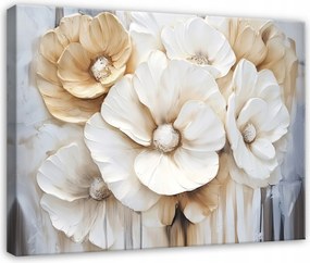 Vászonkép Virágok 3D Fehér Arany Hálószoba Nappali Konyha 100x70
