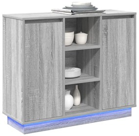 LED-es szekrény Szürke Sonoma 90x32x75 cm Mérnöki fa