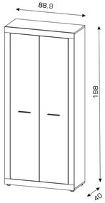 Kétajtós szekrény Oldwood/Beton Színben. LUNA2