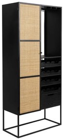 Fekete rattan bortartó szekrény 16 palackhoz, 80x175 cm Guuji - White Label