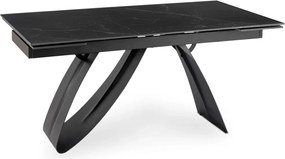 Kihúzható kerámia étkezőasztal 160–220 cm méretben, fekete márvány/fekete színben DEVON