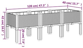 vidaXL barna PP rácsos kerti ültetőláda 120 x 40 x 42 cm