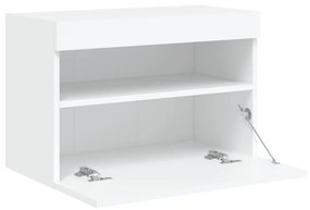 fehér falra szerelhető TV-szekrény LED-lámpákkal 60x30x40 cm