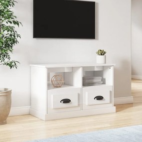 magasfényű fehér szerelt fa TV-szekrény 80 x 35 x 50 cm
