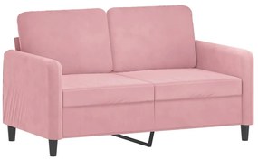 2 személyes rózsaszín bársony kanapé díszpárnákkal 120 cm