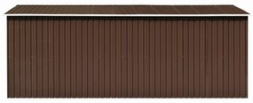 barna fém kerti fészer 257 x 489 x 181 cm
