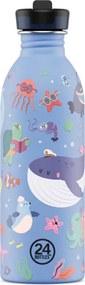 24BOTTLES Kids Urban 500ml rozsdamentes acél kulacs szívószálas kupakkal, Ocean Friends