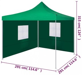 zöld színű összecsukható sátor 2 fallal 3 x 3 méter