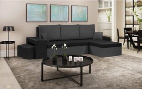 NEVADA Kinyitható sarokkanapé Sötétszürke/fekete