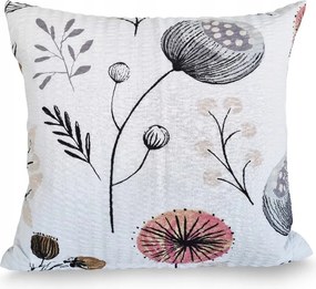 Fakéreg párnahuzat 50x60 szürke rózsaszín narancssárga pipacsok fehér alapon