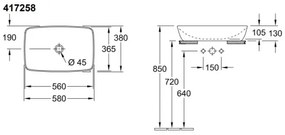 Villeroy & Boch 417258BCT8 - ARTIS pultba ültethető mosdó 58x38,5 cm kerámia/fekete