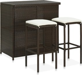 vidaXL 3 darabos barna polyrattan bárszett