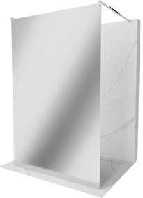 Mexen Kioto, átmenő zuhanyparaván 100 x 200 cm, 8mm-es üvegmintás tükör, 2x króm stabilizáló távtartó, 800-100-002-01-50