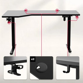 Elektromos állítható magasságú íróasztal, sarokasztal, memória és USB funkcióval, 145 cm x 60 cm, fekete