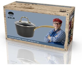 Indukciós tűzhelyhez alkalmas alumínium lábas fedővel, tapadásmentes felülettel 1,5 l – Holm