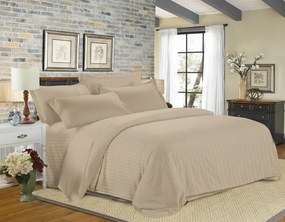 Hotel ágynemű mikroszálas JASMINE PURE világosbarna - 1 cm csíkos, hotelszárnyútas Ágyneműhuzat mérete: 70 x 90 cm | 140 x 200 cm