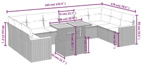 11 részes bézs polyrattan kerti ülőgarnitúra párnákkal