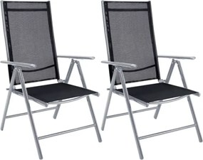 MARBELLA kerti szék, 2 db-os szett, összecsukható, ezüst/fekete Casaria
