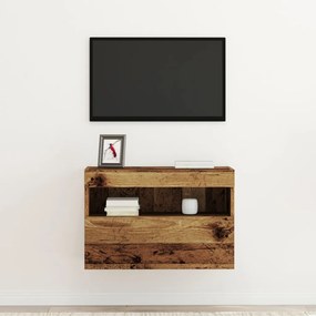 LED világítással ellátott TV faliszekrény régi fa 60x30x40 cm