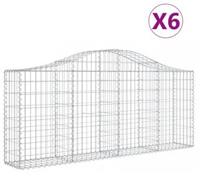 6 db íves horganyzott vas gabion kosár 200x30x80/100 cm