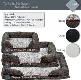 PETSTUFF® Kutyafekhely L sötét szürke 106 x 80 x 18 cm