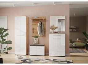 Fehér-natúr színű cipőtartó tölgyfa dekorral Aledo – Germania