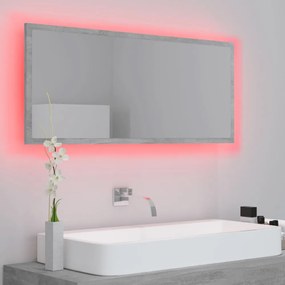 betonszürke akril LED-es fürdőszobatükör 100x8,5x37 cm