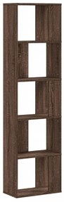 5 szintes barna tölgy szerelt fa könyvespolc 45x23,5x162,5 cm