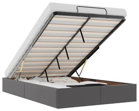 Ottomán ágykeret matrac nélkül szürke 120x190 cm műbőr