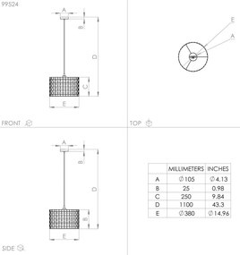 Eglo 99524 - Csillár zsinóron MARASALES 1xE27/40W/230V átm. 38 cm