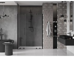 Mexen Velar Duo, nyitható tolóajtó 150x200 cm, 8mm átlátszó üveg, fekete matt, 871-150-000-02-70