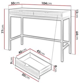 Konzolasztal NOVA 77x104 cm szürke/fekete